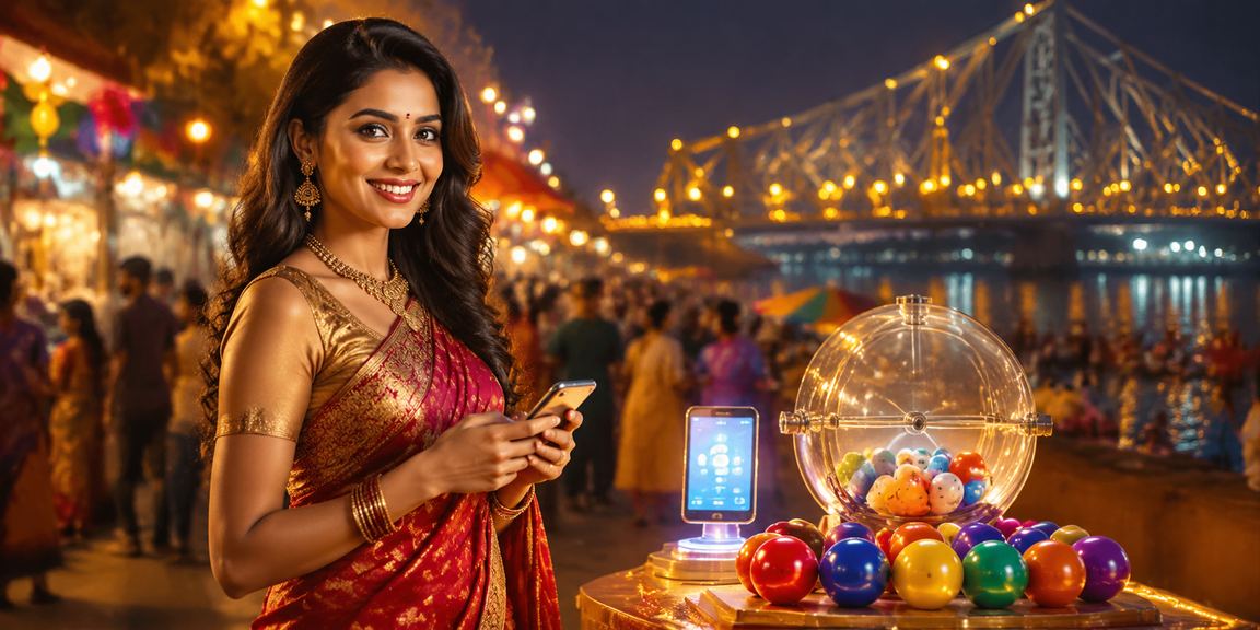 Woman playing lottery in traditional saree